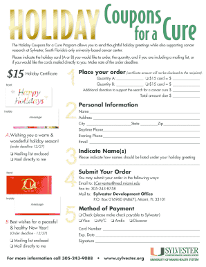 Holiday greetings message samples - Order form - Sylvester Comprehensive Cancer Center - sylvester