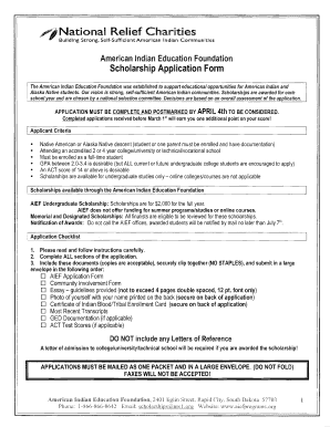 American Indian Education Foundation Scholarship Application