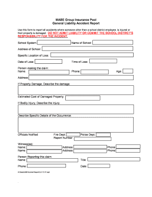 General Liability Accident Report