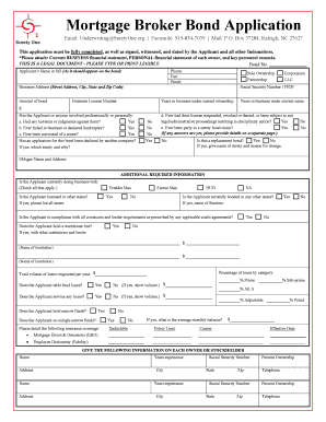 Mortgage Broker Bond Application