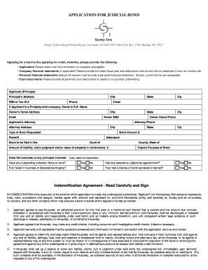 Application for Judicial Bond