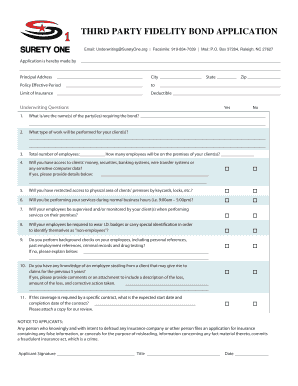 Third Party Fidelity Bond Application