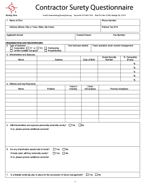 Surety Bond Application Form