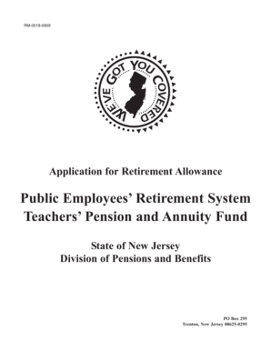 New Jersey Retirement Allowance Application