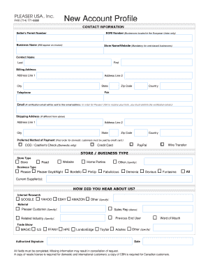 New Account Profile Form