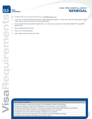 Senegal Visa Pre-Enrollment Form