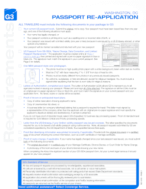 US Passport Re-Application Form DS-5504