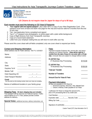 Japan Visa Application Form