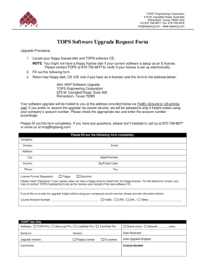 TOPS Software Upgrade Request Form