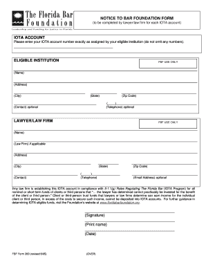 Florida Bar IOTA Account Form