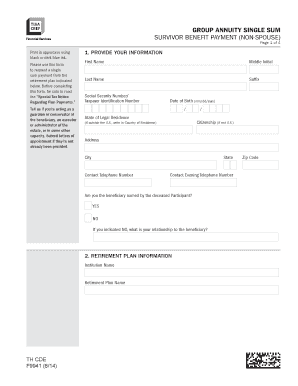 Group Annuity Single Sum Survivor Benefit Payment Form