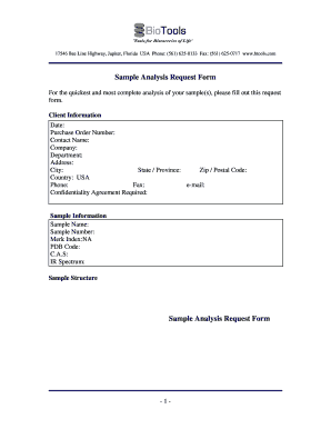 Sample Analysis Request Form