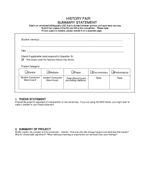 History Fair Summary Statement