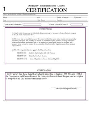 University Interscholastic League Certification