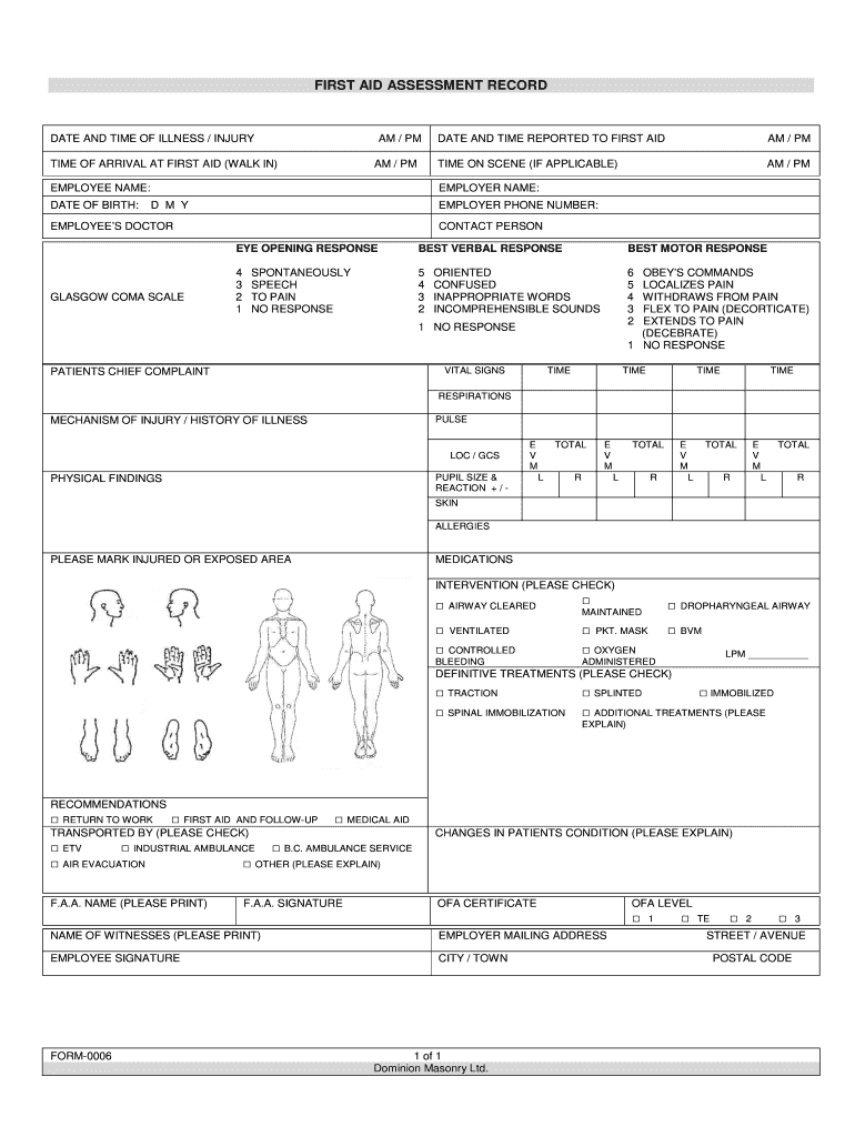 First Aid Report Form - Fill Online, Printable, Fillable, Blank Pertaining To First Aid Incident Report Form Template