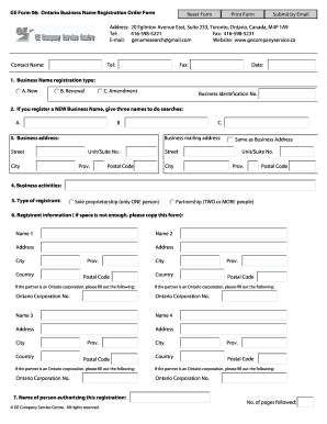 sample of a registered company or business document