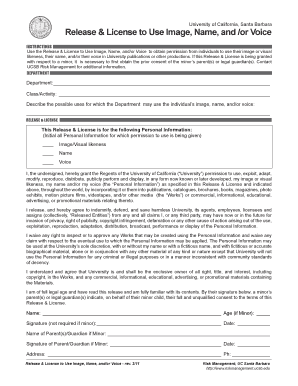 UCSB Release & License to Use Image, Name, and/or Voice