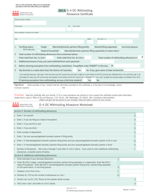DC Withholding Allowance Certificate
