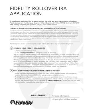 Fidelity Rollover IRA Application