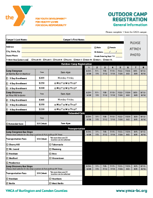 Outdoor Camp Registration Form