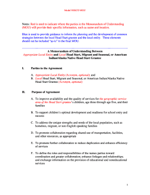 Head Start Collaboration Memorandum of Understanding
