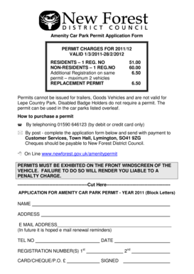 Amenity Car Park Permit Application Form