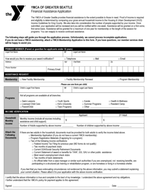 YMCA Financial Assistance Application