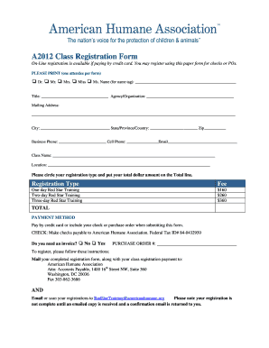 A2012 Class Registration Form
