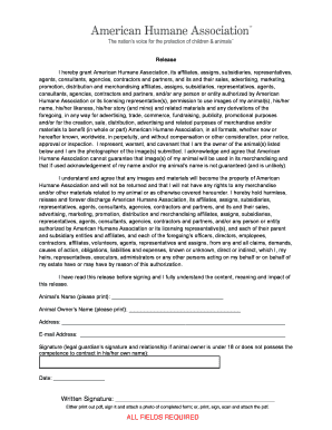 Animal Image Release Form