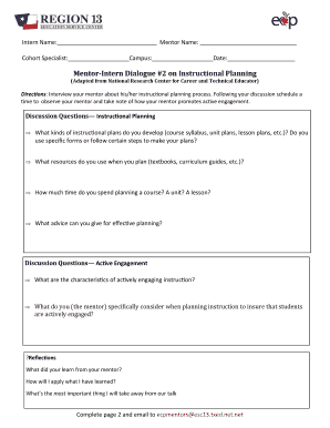 Mentor-Intern Dialogue Form