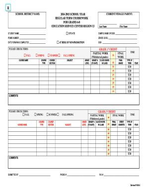 Education Service Center Region 13 Student Progress Form