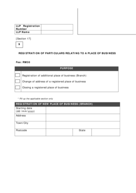 LLP Place of Business Registration Form