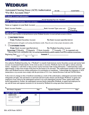 ACH Authorization Form for IRA Accounts