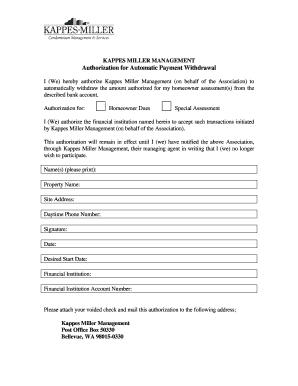 Homeowner Automatic Dues Payment Authorization