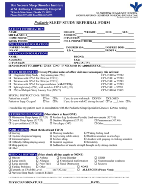 Pediatric Sleep Study Referral Form