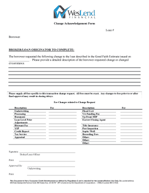 Change Acknowledgement Form