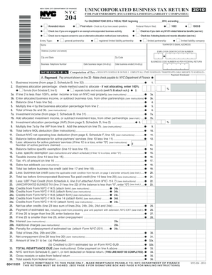 New York City Unincorporated Business Tax Return