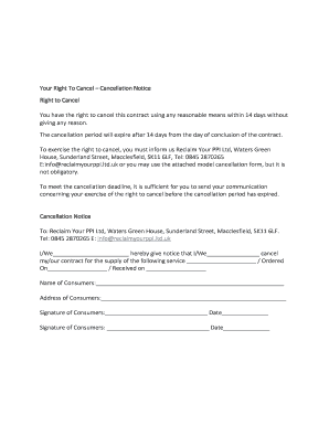 Cancellation Notice Form