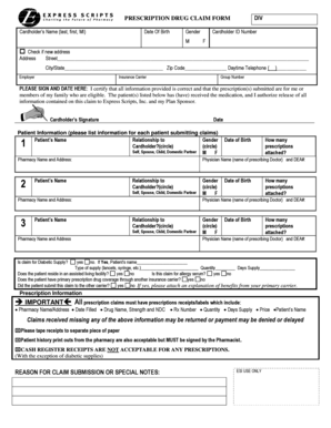 Prescription Drug Claim Form