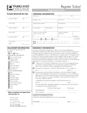 Parkland College Registration Form