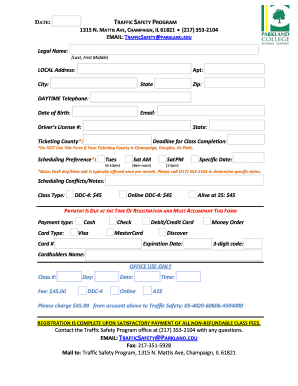 Traffic Safety Program Registration Form