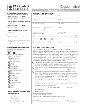 Parkland College Registration Form