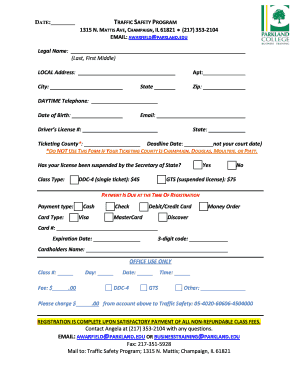 Traffic Safety Program Registration Form