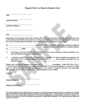 Request Return of Security Deposit Letter