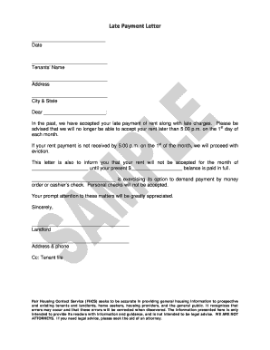 Late Payment Letter for Tenants