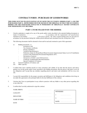 Purchase of Goods/Works Contract Form
