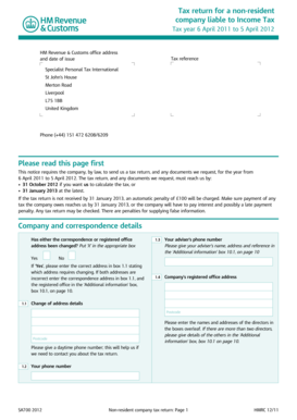 UK Non-Resident Company Tax Return
