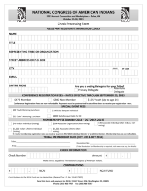 2013 NCAI Annual Convention Registration Form
