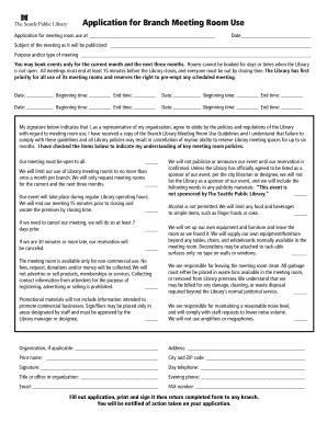 Seattle Public Library Branch Meeting Room Application