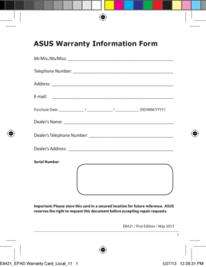 ASUS Warranty Information Form
